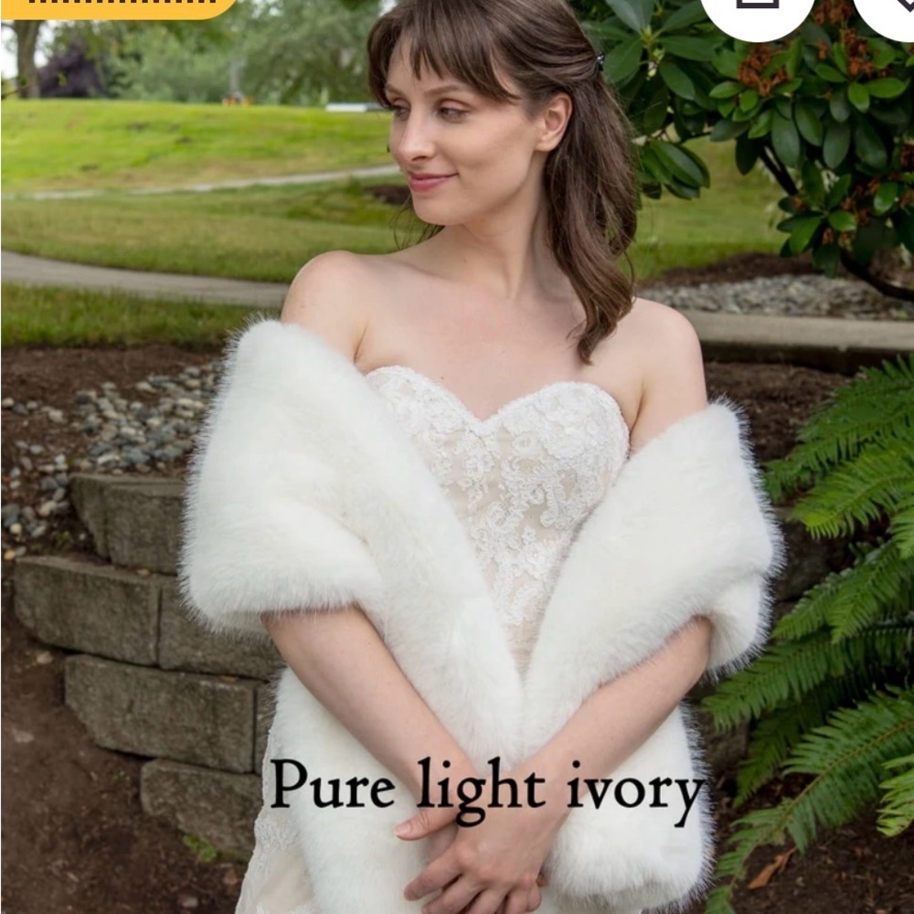 Ivory Faux Fur Bridal Wrap - Pure Light Ivory